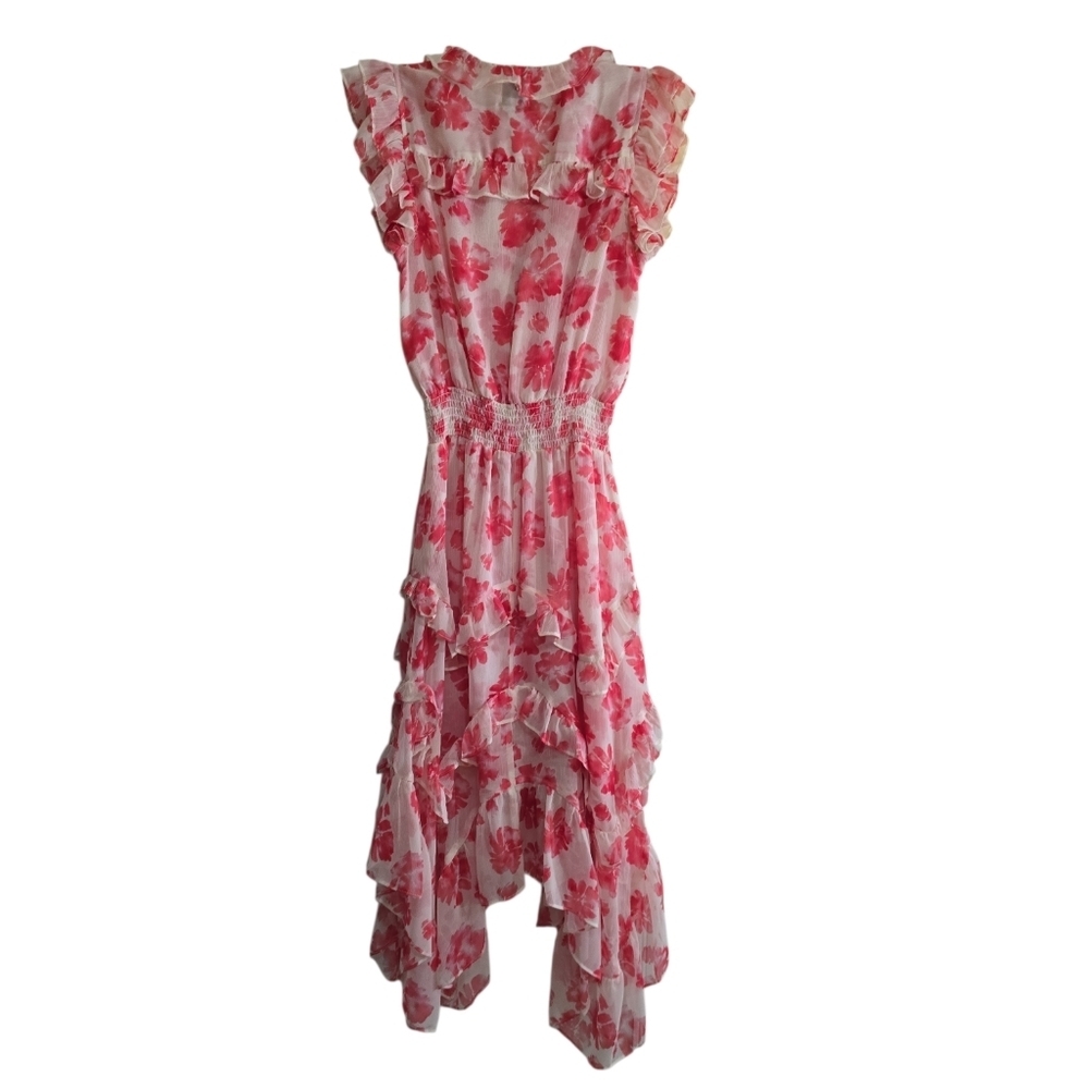 Misa LA Dakota Chiffon Floral Midi Dress XS Hi Lo Assymetrical Hem - Picture 9 of 13